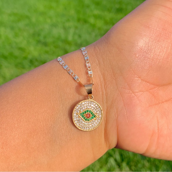 Evil eye Pendant 10k real solid gold // ojo turco oro Mexicano 10k - Picture 2 of 4